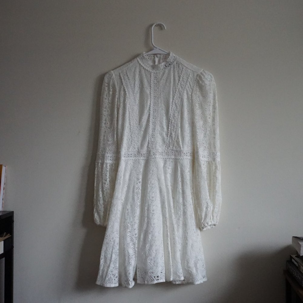 White Long Sleeve Dress - Picture 3 of 11